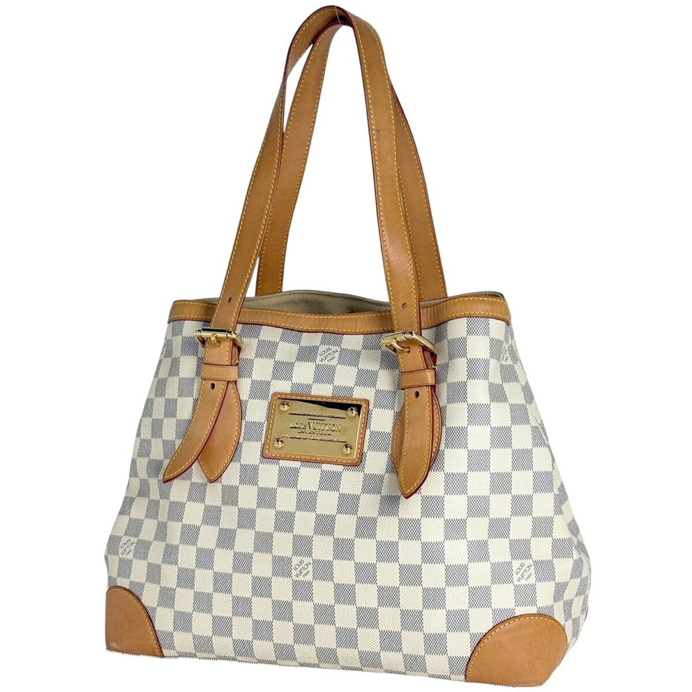 Louis Vuitton Hampstead Handbag Shoulder Bag Tote Damier Azur White